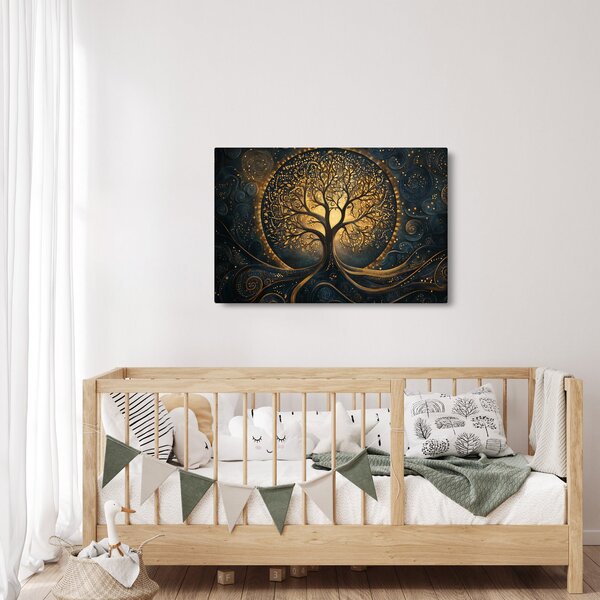 Slika – Drvo sa zlatnom aurom (90x60 cm)