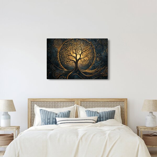 Slika – Drvo sa zlatnom aurom (90x60 cm)