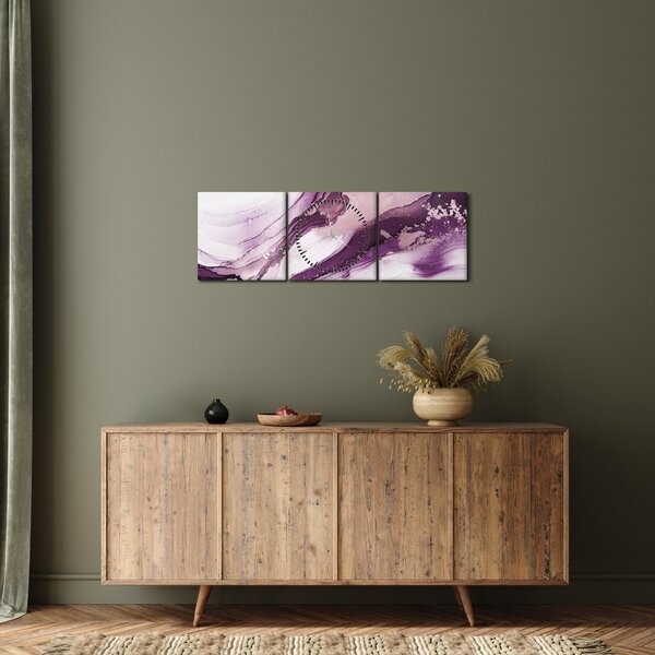 Slika - Ljubičasta tekućina art (sa satom) (90x30 cm)