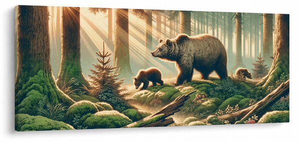 Slika - Medvjedi u šumi (120x50 cm)
