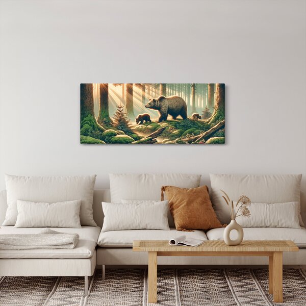 Slika - Medvjedi u šumi (120x50 cm)