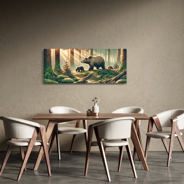 Slika - Medvjedi u šumi (120x50 cm)