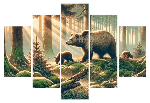 Slika - Medvjedi u šumi (150x105 cm)