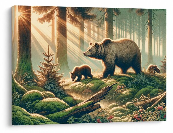Slika - Medvjedi u šumi (70x50 cm)