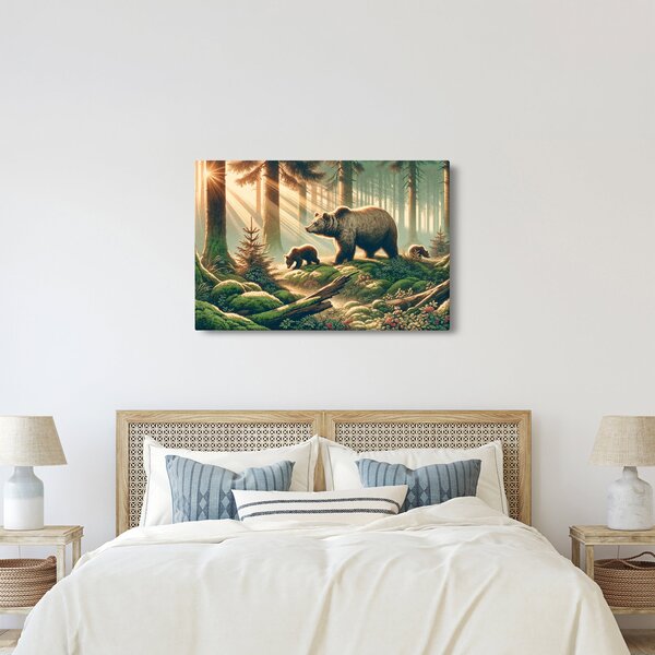 Slika - Medvjedi u šumi (90x60 cm)