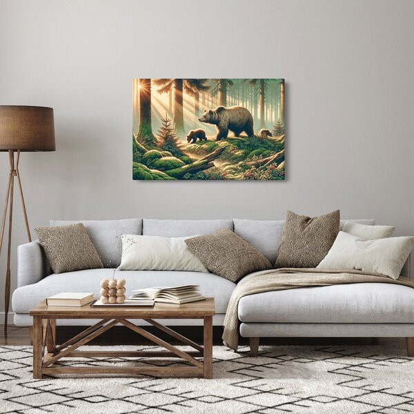 Slika - Medvjedi u šumi (90x60 cm)