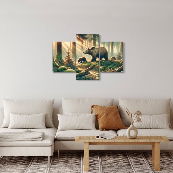 Slika - Medvjedi u šumi (90x60 cm)