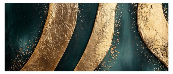 Slika - Zelena apstrakcija sa zlatom I. (120x50 cm)