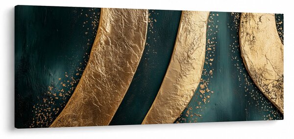 Slika - Zelena apstrakcija sa zlatom I. (120x50 cm)