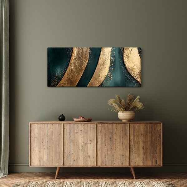 Slika - Zelena apstrakcija sa zlatom I. (120x50 cm)