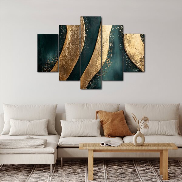 Slika - Zelena apstrakcija sa zlatom I. (150x105 cm)