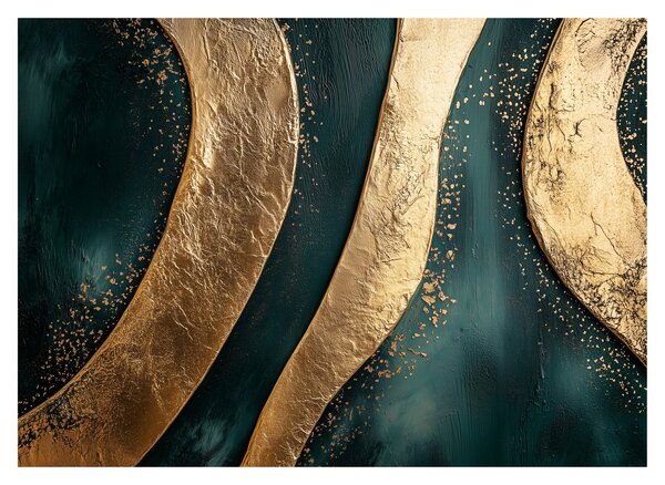 Staklena slika - Zelena apstrakcija sa zlatom I. (70x50 cm)