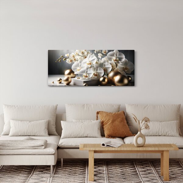 Slika - Orhideja i zlatne kugle (120x50 cm)