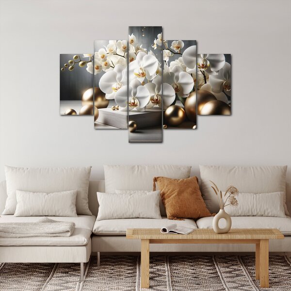 Slika - Orhideja i zlatne kugle (150x105 cm)