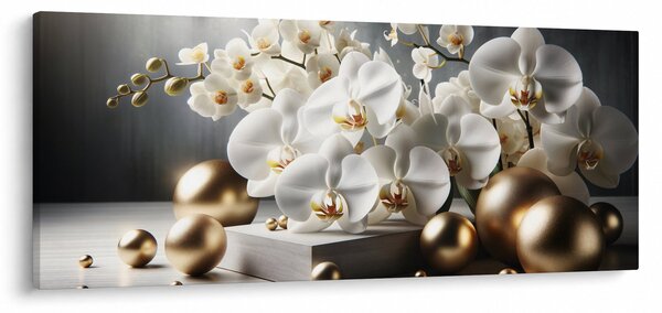 Slika - Orhideja i zlatne kugle (120x50 cm)