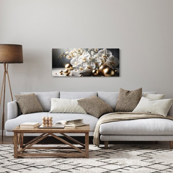 Slika - Orhideja i zlatne kugle (120x50 cm)