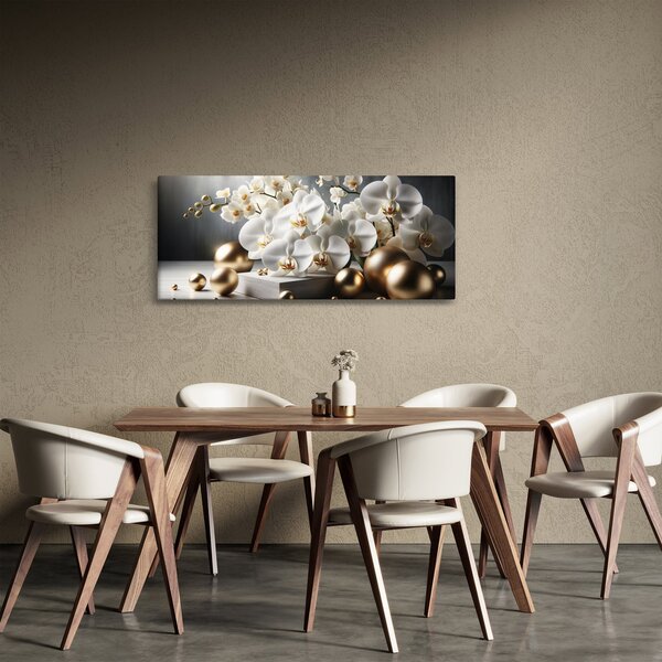 Slika - Orhideja i zlatne kugle (120x50 cm)