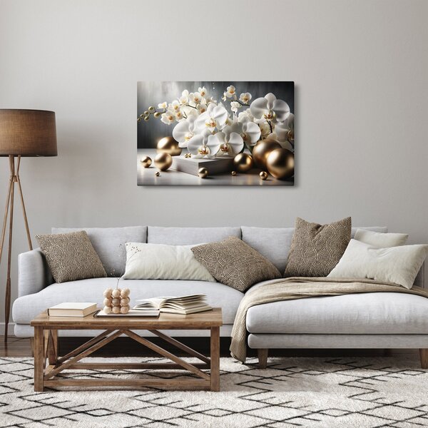 Slika - Orhideja i zlatne kugle (90x60 cm)