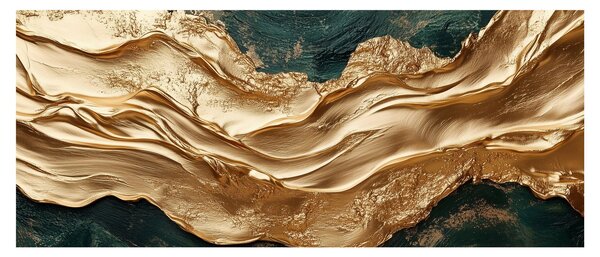 Slika - Zelena apstrakcija sa zlatom II. (120x50 cm)