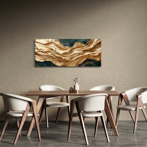 Slika - Zelena apstrakcija sa zlatom II. (120x50 cm)