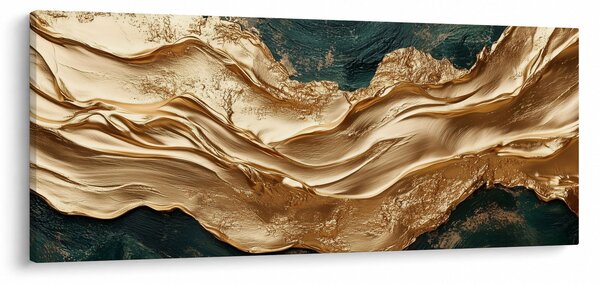 Slika - Zelena apstrakcija sa zlatom II. (120x50 cm)