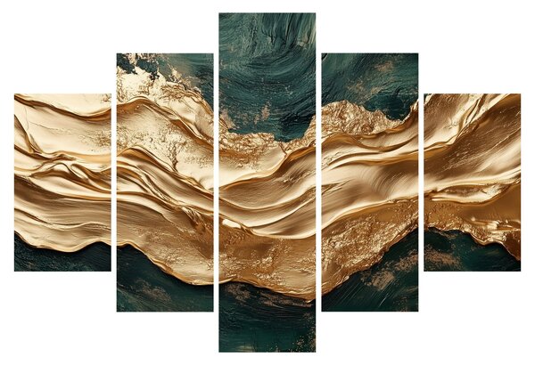 Slika - Zelena apstrakcija sa zlatom II. (150x105 cm)