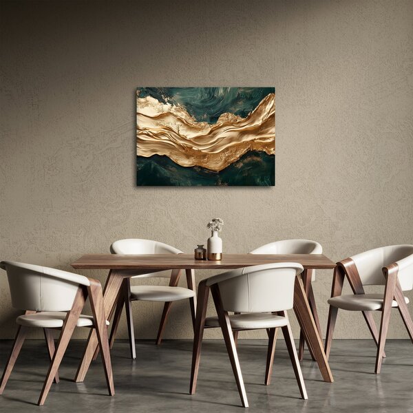 Slika - Zelena apstrakcija sa zlatom II. (70x50 cm)