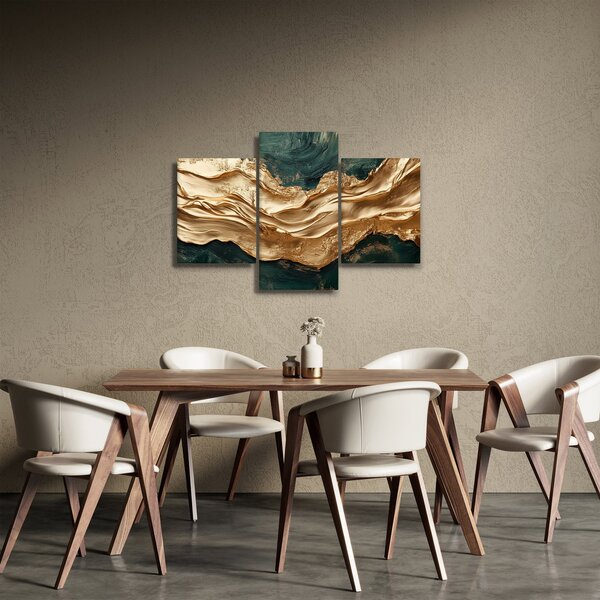 Slika - Zelena apstrakcija sa zlatom II. (90x60 cm)