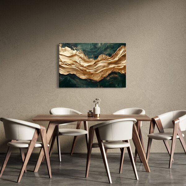 Slika - Zelena apstrakcija sa zlatom II. (90x60 cm)
