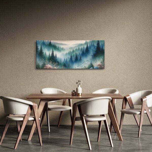 Slika - Šumski krajolik s maglom (120x50 cm)