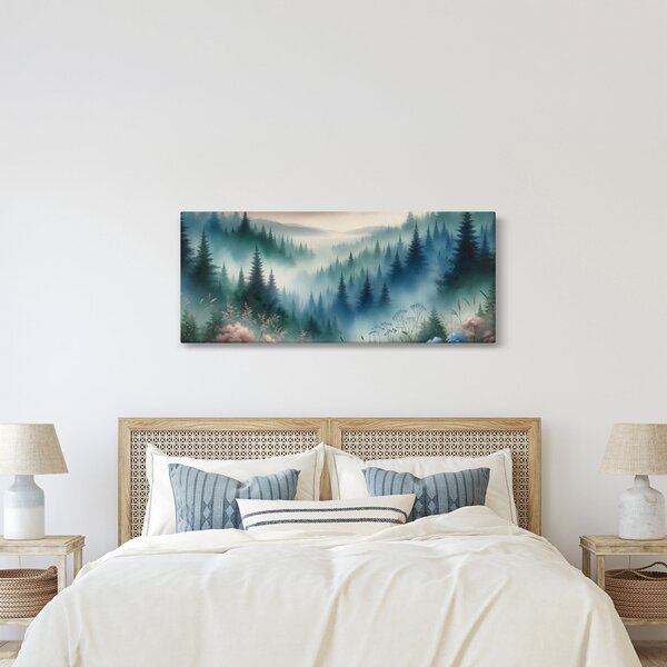 Slika - Šumski krajolik s maglom (120x50 cm)