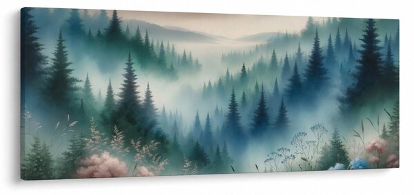 Slika - Šumski krajolik s maglom (120x50 cm)