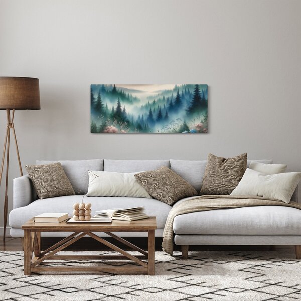 Slika - Šumski krajolik s maglom (120x50 cm)