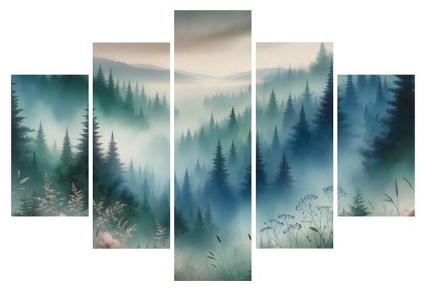 Slika - Šumski krajolik s maglom (150x105 cm)