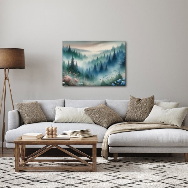 Slika - Šumski krajolik s maglom (70x50 cm)