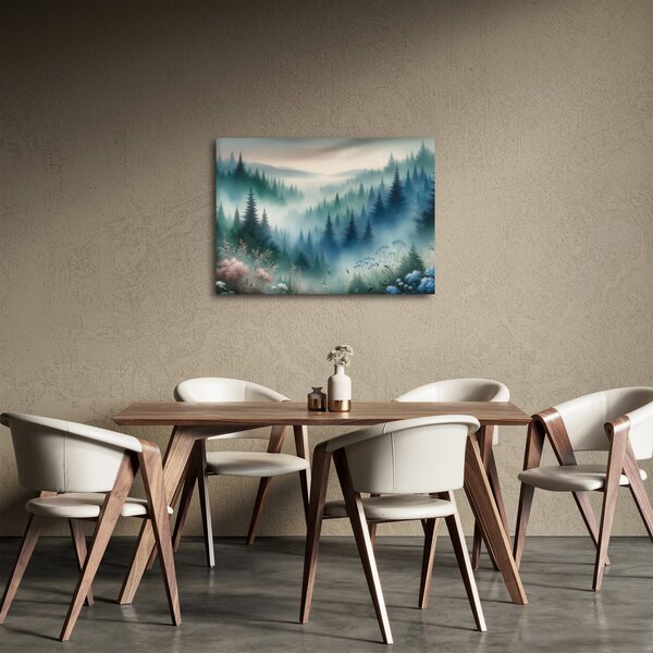 Slika - Šumski krajolik s maglom (70x50 cm)