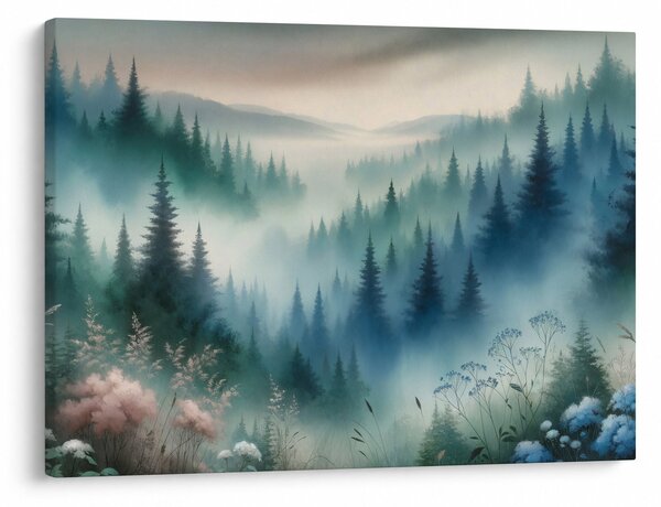Slika - Šumski krajolik s maglom (70x50 cm)