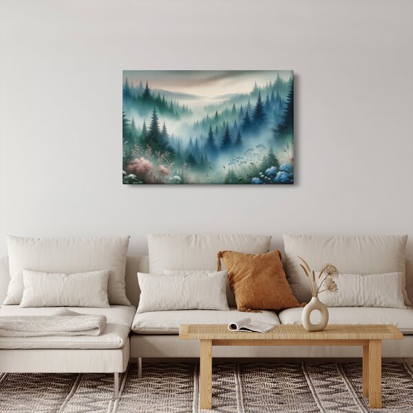Slika - Šumski krajolik s maglom (90x60 cm)