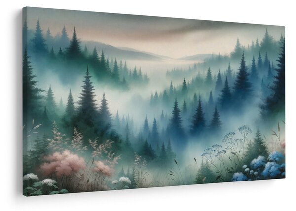 Slika - Šumski krajolik s maglom (90x60 cm)