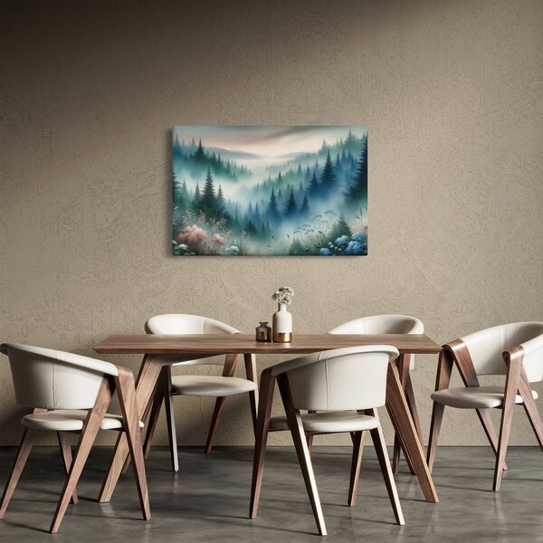 Slika - Šumski krajolik s maglom (90x60 cm)