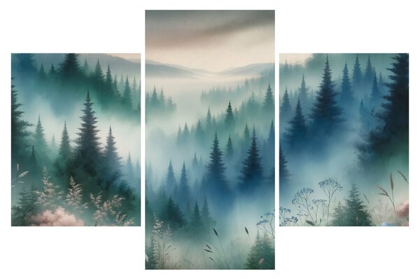 Slika - Šumski krajolik s maglom (90x60 cm)