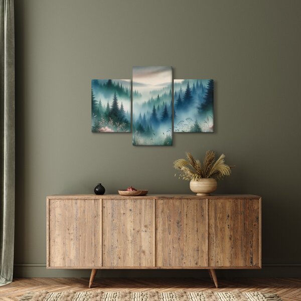 Slika - Šumski krajolik s maglom (90x60 cm)