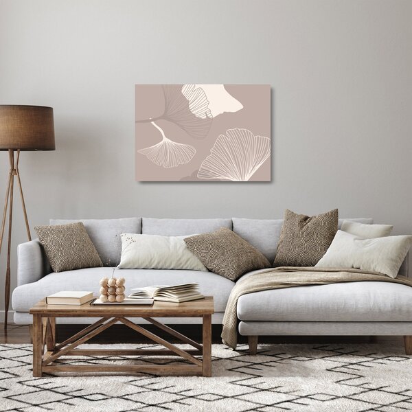 Staklena slika - Bež lišće N⁰1 (70x50 cm)