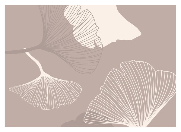 Staklena slika - Bež lišće N⁰1 (70x50 cm)