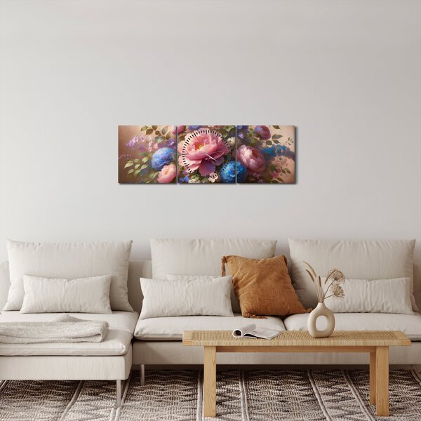 Slika - Stol pun cvijeća (sa satom) (90x30 cm)