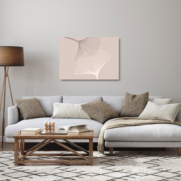 Staklena slika - Bež lišće N⁰2 (70x50 cm)