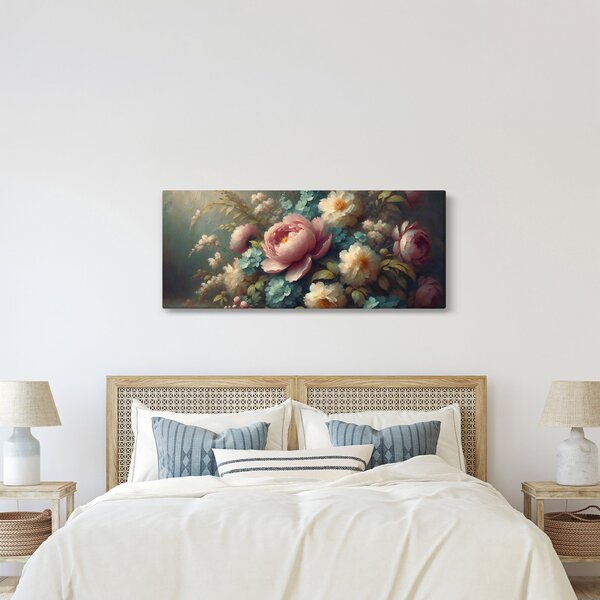 Slika - Prirodna mrtva s cvijećem - slika (120x50 cm)