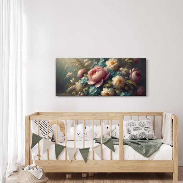 Slika - Prirodna mrtva s cvijećem - slika (120x50 cm)