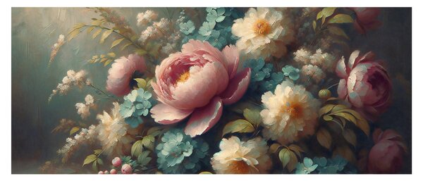 Slika - Prirodna mrtva s cvijećem - slika (120x50 cm)