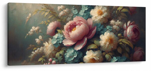 Slika - Prirodna mrtva s cvijećem - slika (120x50 cm)